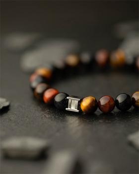 Preview: Armband mit 8 mm Tigerauge-Stein in 3 Farben - Gem 3 Colours